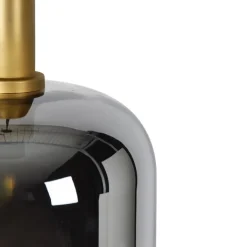 QAZQA Pendelleuchten|Wohnzimmerlampen*Hängelampe schwarz mit Gold und Rauchglas inkl. PUCC - Zuzanna