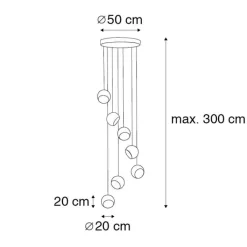 QAZQA Pendelleuchten|Esszimmerlampen*Hängelampe schwarz mit goldener Innenausstattung 7-flammig - Crooked Cluster