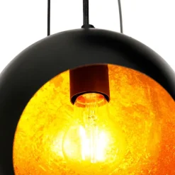 QAZQA Pendelleuchten|Esszimmerlampen*Hängelampe schwarz mit goldener Innenausstattung 7-flammig - Crooked Cluster