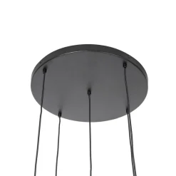 QAZQA Schlafzimmerlampen|Küchenlampen*Hängelampe schwarz mit Gold mit Rauchglas 5-flammig – Zuzanna