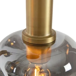QAZQA Schlafzimmerlampen|Küchenlampen*Hängelampe schwarz mit Gold mit Rauchglas 5-flammig – Zuzanna