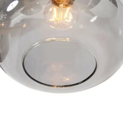 QAZQA Schlafzimmerlampen|Küchenlampen*Hängelampe schwarz mit Gold mit Rauchglas 5-flammig – Zuzanna