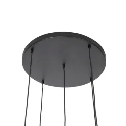 QAZQA Pendelleuchten|Wohnzimmerlampen*Hängelampe schwarz mit Gold mit Rauchglas inkl. 5 PUCC - Zuzanna