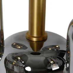 QAZQA Pendelleuchten|Wohnzimmerlampen*Hängelampe schwarz mit Gold mit Rauchglas inkl. 5 PUCC - Zuzanna