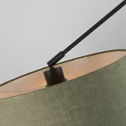 QAZQA Schlafzimmerlampen|Küchenlampen*Hängelampe schwarz mit Lampenschirm 35 cm olivgrün verstellbar - Blitz I