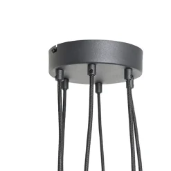 QAZQA Pendelleuchten|Wohnzimmerlampen*Hängelampe schwarz mit Messing und Rauchglas 6 Lichter - Vidro