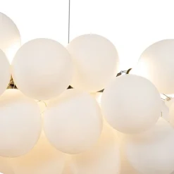 QAZQA Pendelleuchten|Wohnzimmerlampen*Hängelampe schwarz mit Opalglas 8-flammig länglich - Uvas