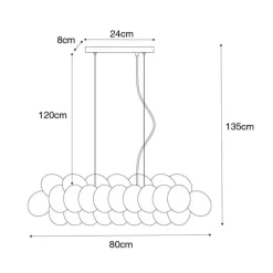 QAZQA Pendelleuchten|Wohnzimmerlampen*Hängelampe schwarz mit Opalglas 8-flammig länglich - Uvas