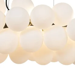 QAZQA Pendelleuchten|Wohnzimmerlampen*Hängelampe schwarz mit Opalglas 8-flammig länglich - Uvas