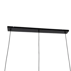 QAZQA Pendelleuchten|Wohnzimmerlampen*Hängelampe schwarz mit Rauchglas 30 cm länglich 3-flammig - Kevin