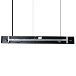 QAZQA Pendelleuchten|Wohnzimmerlampen*Hängelampe schwarz mit Rauchglas 30 cm länglich 3-flammig - Kevin