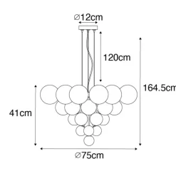 QAZQA Pendelleuchten|Wohnzimmerlampen*Hängelampe schwarz mit Rauch und klarem Glas 13 Lichter - Bonnie