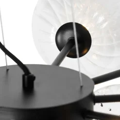 QAZQA Pendelleuchten|Wohnzimmerlampen*Hängelampe schwarz mit Rauch und klarem Glas 13 Lichter - Bonnie