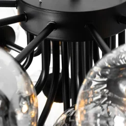 QAZQA Pendelleuchten|Wohnzimmerlampen*Hängelampe schwarz mit Rauch und klarem Glas 13 Lichter - Bonnie