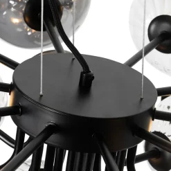 QAZQA Pendelleuchten|Wohnzimmerlampen*Hängelampe schwarz mit Rauch und klarem Glas 13 Lichter - Bonnie