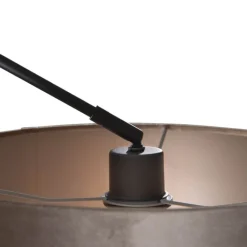 QAZQA Pendelleuchten|Wohnzimmerlampen*Hängelampe Schwarz mit Samtschirm Taupe 35cm - Blitz