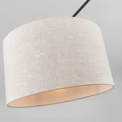 QAZQA Pendelleuchten|Wohnzimmerlampen*Hängelampe schwarz mit Schirm 35 cm hellgrau verstellbar - Blitz I