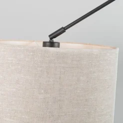 QAZQA Pendelleuchten|Wohnzimmerlampen*Hängelampe schwarz mit Schirm 35 cm hellgrau verstellbar - Blitz I