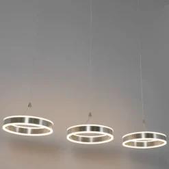 QAZQA Schlafzimmerlampen|Küchenlampen*Hängelampe Stahl länglich inkl. LED 3-Stufen dimmbar 3-Licht - Lyani