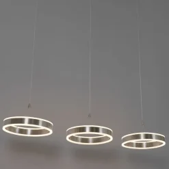 QAZQA Schlafzimmerlampen|Küchenlampen*Hängelampe Stahl länglich inkl. LED 3-Stufen dimmbar 3-Licht - Lyani