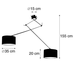 QAZQA Küchenlampen|Esszimmerlampen*Hängelampe Stahl mit Schirm 35 cm schwarz verstellbar - Blitz II
