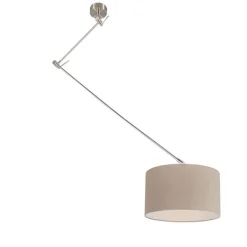 QAZQA Pendelleuchten|Wohnzimmerlampen*Hängelampe Stahl mit Schirm 35 cm taupe verstellbar - Blitz I