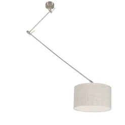 QAZQA Pendelleuchten|Wohnzimmerlampen*Hängelampe Stahl mit Schirm 35 cm grau verstellbar - Blitz I