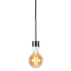 QAZQA Leuchten Ohne Schirm|Pendelleuchten*Hängelampe Stahl mit schwarzem Kabel - Combi 1