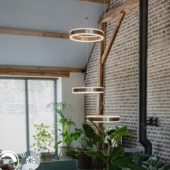 QAZQA Schlafzimmerlampen|Küchenlampen*Hängelampe Stahl rund inkl. LED 3-Stufen dimmbar 3-Licht - Lyani