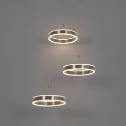 QAZQA Schlafzimmerlampen|Küchenlampen*Hängelampe Stahl rund inkl. LED 3-Stufen dimmbar 3-Licht - Lyani