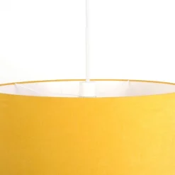QAZQA Pendelleuchten|Wohnzimmerlampen*Hängelampe weiß mit gelbem Schirm 50 cm - Combi 1