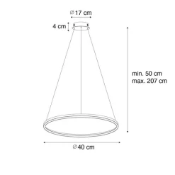 QAZQA Professional Led-Pendelleuchten|Pendelleuchten*Hängeleuchte schwarz 40cm inkl. LED 3-stufig dimmbar - Girello