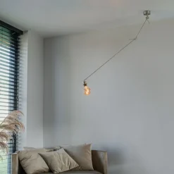 QAZQA Leuchten Ohne Schirm|Pendelleuchten*Hängeleuchte Stahl ohne Schirm verstellbar - Blitz I