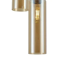 QAZQA Pendelleuchten*Hotel Chic Hängelampe Dunkelbronze mit bernsteinfarbenem Glas 5-flammig - Stavelot