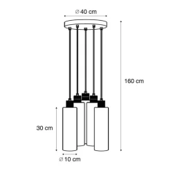 QAZQA Pendelleuchten*Hotel Chic Hängelampe Dunkelbronze mit bernsteinfarbenem Glas 5-flammig - Stavelot