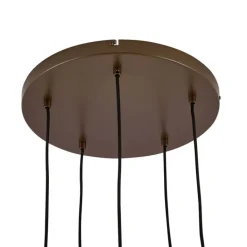 QAZQA Pendelleuchten*Hotel Chic Hängelampe Dunkelbronze mit bernsteinfarbenem Glas 5-flammig - Stavelot