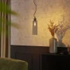 QAZQA Pendelleuchten|Wohnzimmerlampen*Hotel Chic Hängelampe Dunkelbronze mit bernsteinfarbenem Glas - Stavelot