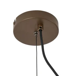 QAZQA Pendelleuchten|Wohnzimmerlampen*Hotel Chic Hängelampe Dunkelbronze mit bernsteinfarbenem Glas - Stavelot