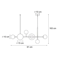 QAZQA Schlafzimmerlampen|Küchenlampen*Hotel Chic Hängelampe Dunkelbronze mit Bronzeglas 6-Licht - Monaco