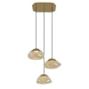 QAZQA Pendelleuchten|Wohnzimmerlampen*Hotel Chic Hängelampe Messing mit bernsteinfarbenem Glas 3-Licht - Gus