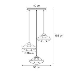 QAZQA Pendelleuchten|Wohnzimmerlampen*Hotel Chic Hängelampe Messing mit bernsteinfarbenem Glas 3-Licht - Gus
