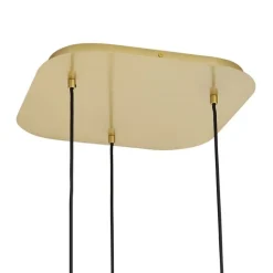 QAZQA Pendelleuchten|Wohnzimmerlampen*Hotel Chic Hängelampe Messing mit bernsteinfarbenem Glas 3-Licht - Gus