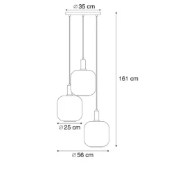 QAZQA Pendelleuchten|Wohnzimmerlampen*Hotel Chic Hängelampe Schwarz mit Gold und Grün Glas 3-Licht - Zuzanna