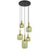 QAZQA Pendelleuchten|Wohnzimmerlampen*Hotel Chic Hängelampe Schwarz und Gold mit grünem Glas 5-Lichter - Zuzanna