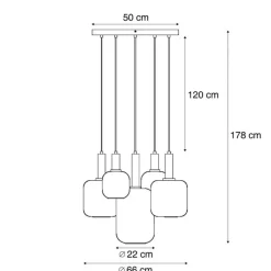 QAZQA Pendelleuchten|Wohnzimmerlampen*Hotel Chic Hängelampe Schwarz und Gold mit grünem Glas 5-Lichter - Zuzanna