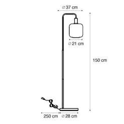 QAZQA Schlafzimmerlampen|Küchenlampen*Hotel Chic Stehleuchte Schwarz und Gold mit grünem Glas - Zuzanna