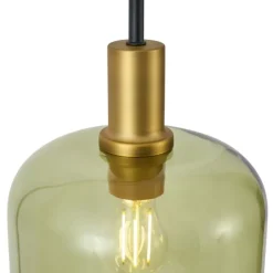 QAZQA Schlafzimmerlampen|Küchenlampen*Hotel Chic Stehleuchte Schwarz und Gold mit grünem Glas - Zuzanna