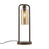 QAZQA Schlafzimmerlampen|Tischlampen*Hotel Chic Tischleuchte Dunkelbronze mit bernsteinfarbenem Glas - Stavelot