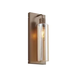 QAZQA Schlafzimmerlampen|Wohnzimmerlampen*Hotel Chic Wandleuchte Dunkelbronze mit bernsteinfarbenem Glas - Stavelot