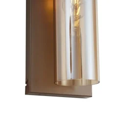 QAZQA Schlafzimmerlampen|Wohnzimmerlampen*Hotel Chic Wandleuchte Dunkelbronze mit bernsteinfarbenem Glas - Stavelot